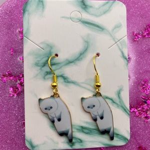 3 for $12 - White Dangling Cat Earrings